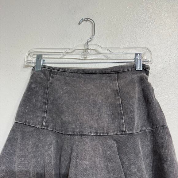 Mustard Seed Washed Black Mini Tie Back Denim Skirt Sz M - Picture 2 of 12